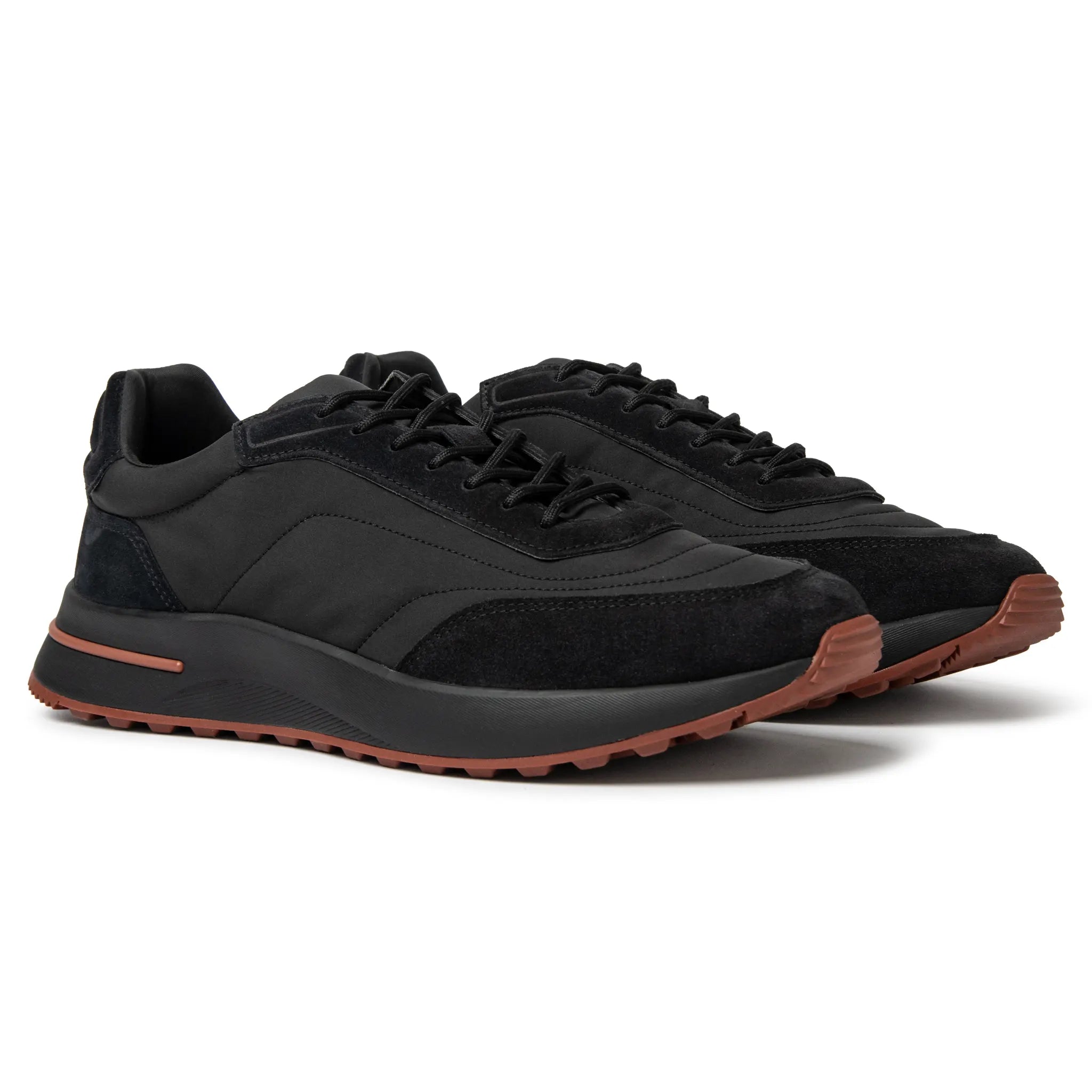 Front Side View of Loro Piana Week End Walk Triple Black Sneaker FAQ2222